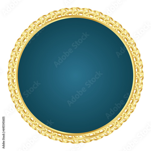 Golden circle frame text box with gold award ribbon icon anniversary badge