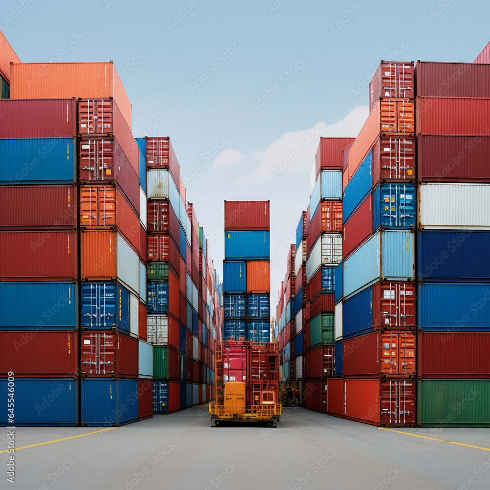 Fototapeta premium lot of shipping Container, Generative Ai