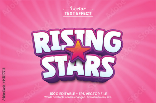 Editable text effect Rising Stars 3d template style premium vector