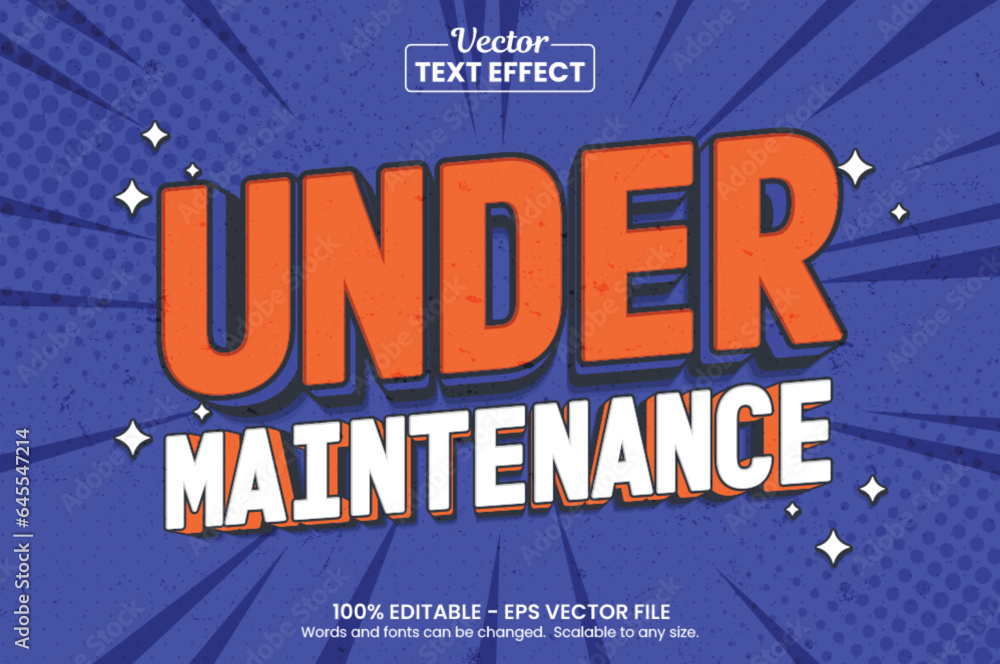 Fototapeta premium Editable text effect Under Maintenance 3d cartoon template style premium vector