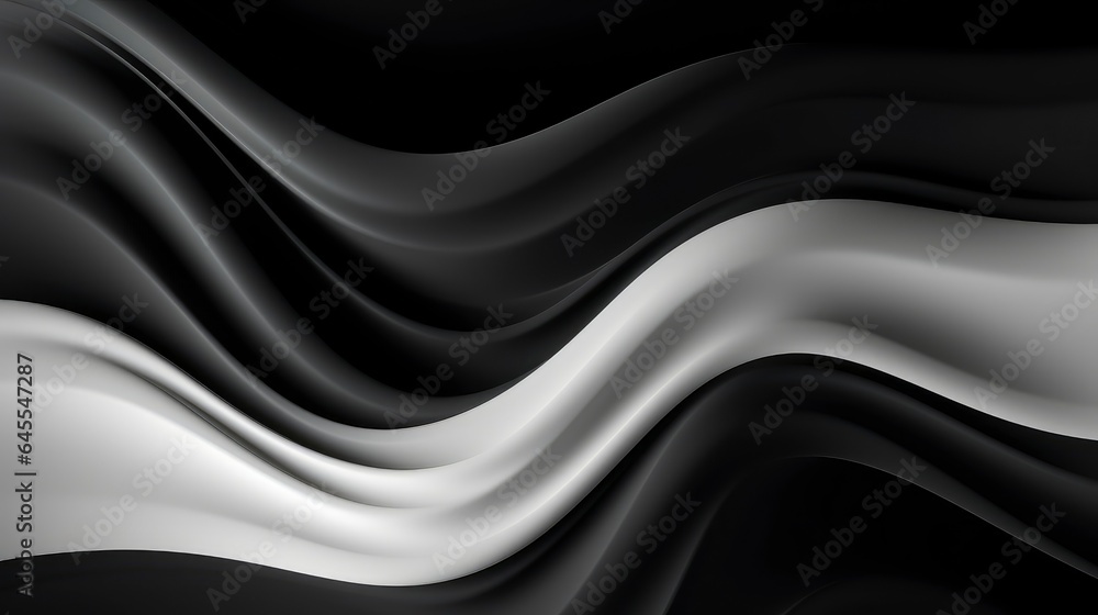 Fototapeta premium Abstract background with black and white colored waves