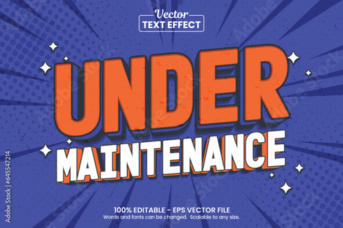Editable text effect Under Maintenance 3d cartoon template style premium vector