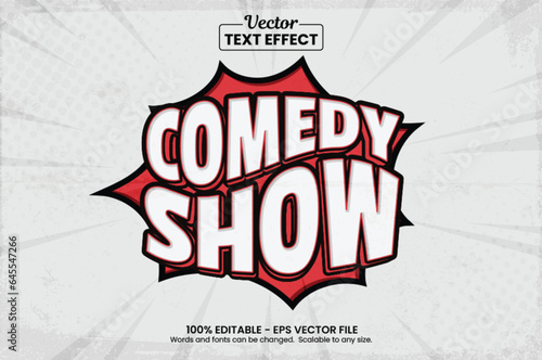Editable text effect stand up comedy comic 3d cartoon style premium vector