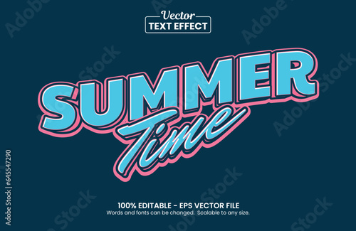 Summer time Poster Vintage Editable Text effect Premium Vector