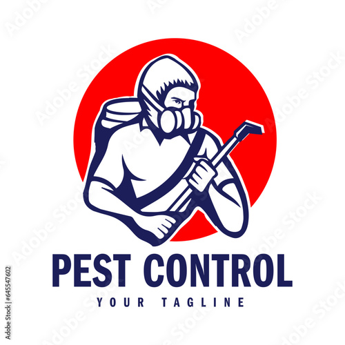 Hand-drawn pest control logo design vector illustration