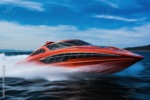 A speed boat running very fast. © Bargais