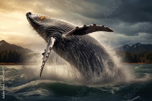 A whale breaching water.  © Bargais