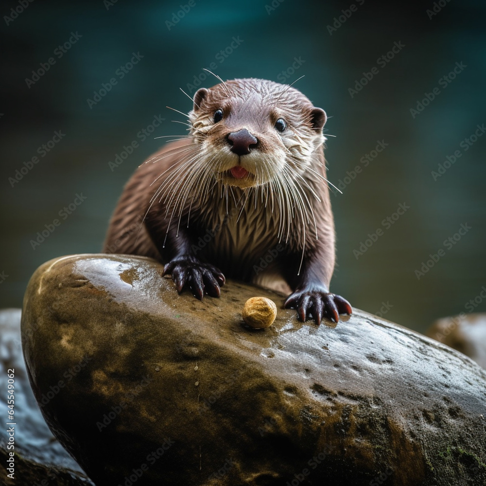 Fototapeta premium Generative AI cute and adorable otter in a different place and different style