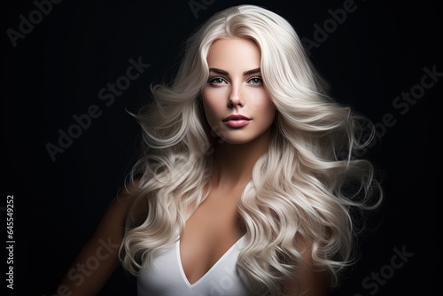 Beautiful woman with long wavy blonde hair.