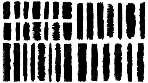 Set of grunge black paint brush strokes. Brush strokes collection isolated on white background for design. Grunge backdrop, trendy brush stroke for black ink paint. vector illustrator