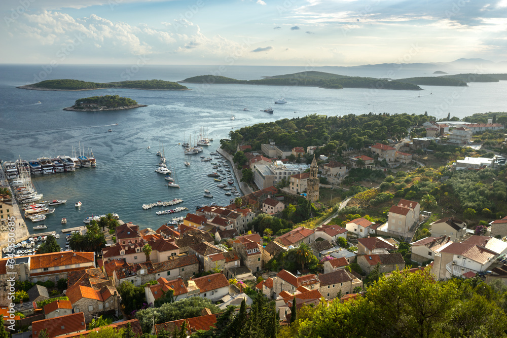 Aerial view of Hvar coast in Croatia