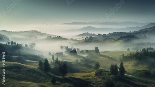 landscape with fog Generative Ai