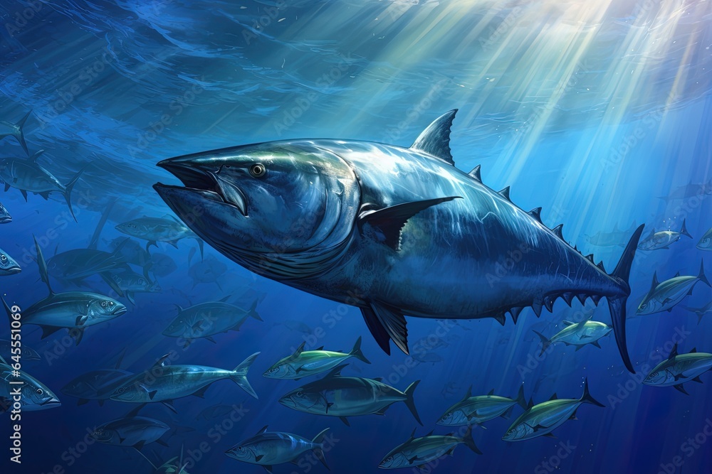Fototapeta premium Herds of tuna in ocean.