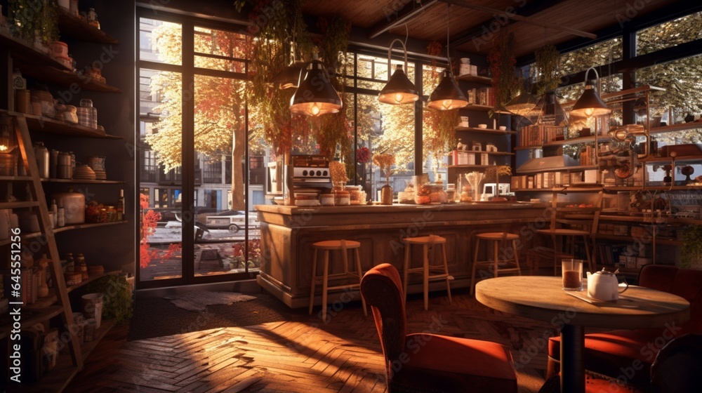 A cozy coffee shop with warm lighting Generative Ai Generative Ai A cozy coffee shop with warm lighting Generative Ai Generative Ai