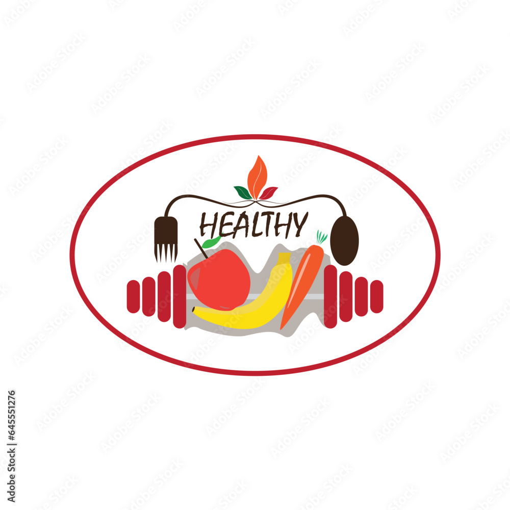 healthy food logo, icon, vector