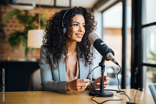 Podcast interview with a businesswoman.