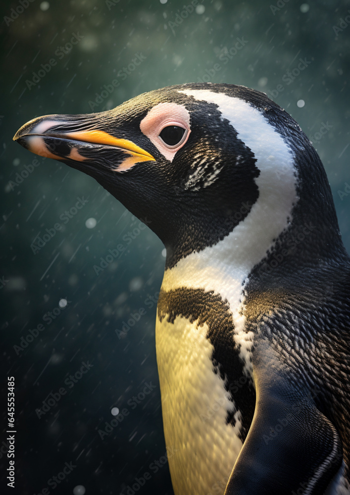 Naklejka premium Generative AI Cute and adorable penguin in a different style and place