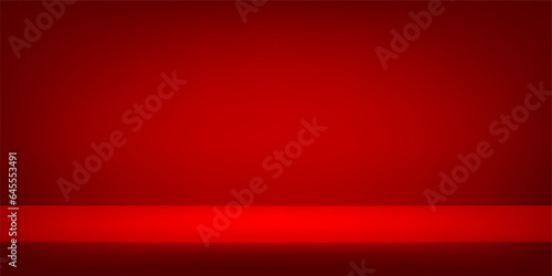 Red studio room background. Abstract gradient black. Space for selling products on the website. Template mock up for display of product. Business backdrop. Vector illustration.