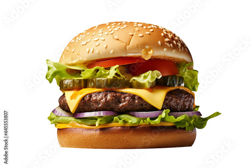 So Yummy hamburger street fast food  isolated on transparent background
        