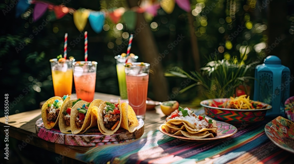 Delicious tacos with cocktail on the table AI Generative Delicious tacos with cocktail on the table AI Generative
