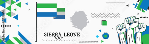 Sierra Leone national day banner Abstract celebration geometric decoration design graphic art web background  flag vector illustration