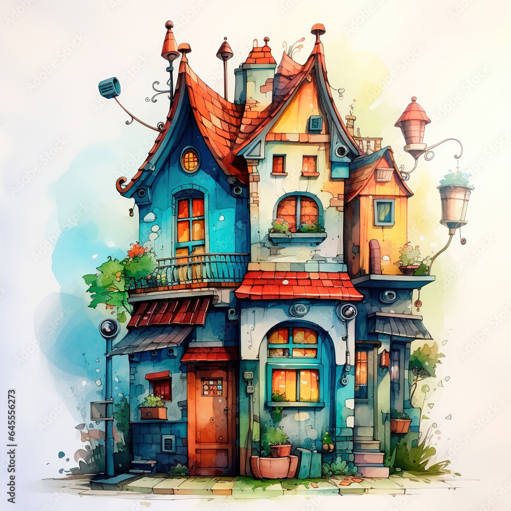 House cartoon colorful