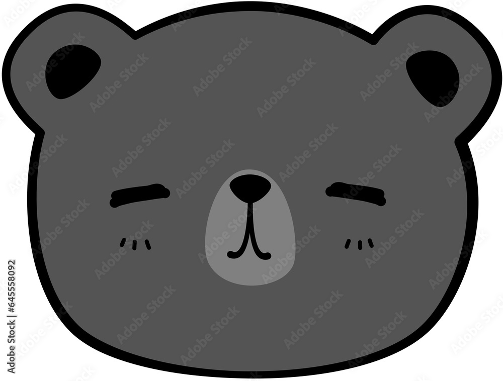 Black teddy bear head hand drawn cartoon Black teddy bear head hand drawn cartoon