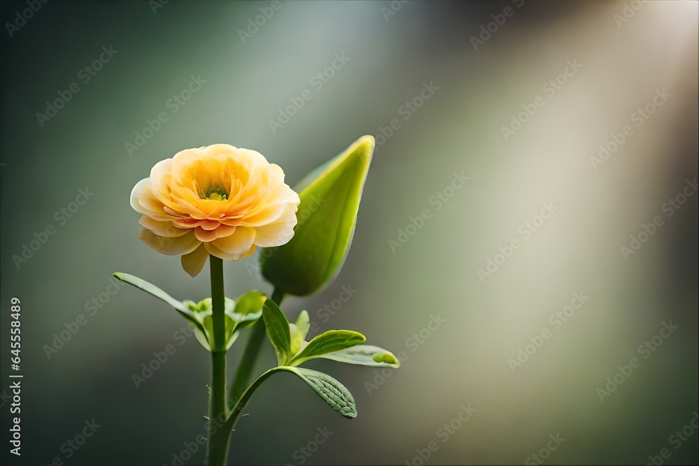Fototapeta premium yellow rose on green background