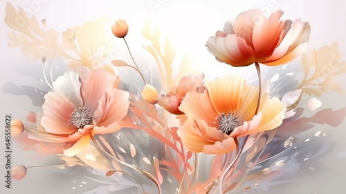 Flowers in the style of watercolor art Luxurious generative ai