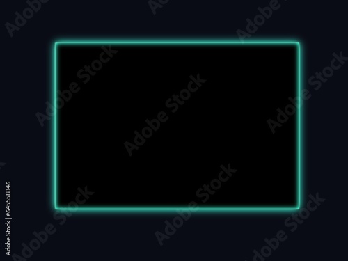 screen looping animated background. Neon frame, reflecting blue and green light with a square frame. on a black background