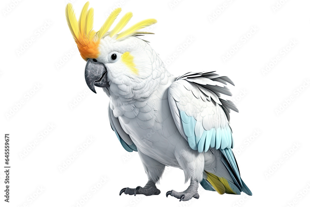 Cockatoo bird cut out transparent isolated on white background ,PNG file ,artwork graphic design ,Generative AI