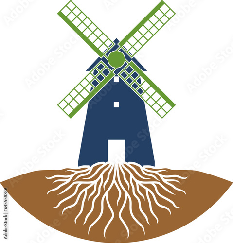 Windmill with land and root