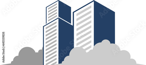 Town tower with simple cloud