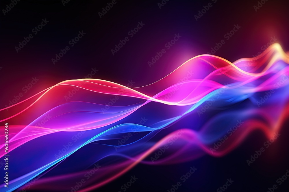 Fototapeta premium abstract futuristic background with pink blue glowing neon moving high speed wave lines and bokeh lights. Data transfer concept Fantastic wallpaper