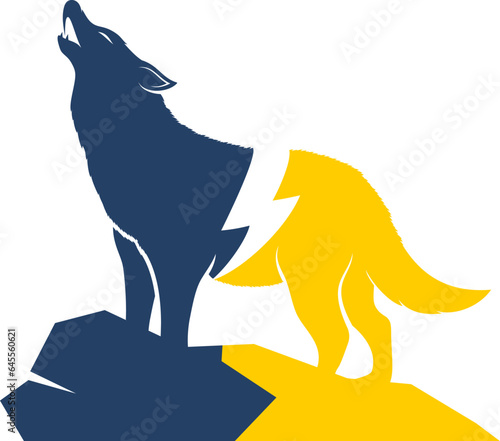 Multicolor wolf with lightning bolt