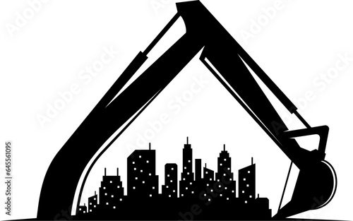 Excavator with skyline silhouette inside