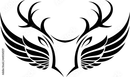 Deer horn with bird wing