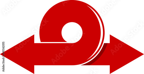 Circular opposite red simple arrow