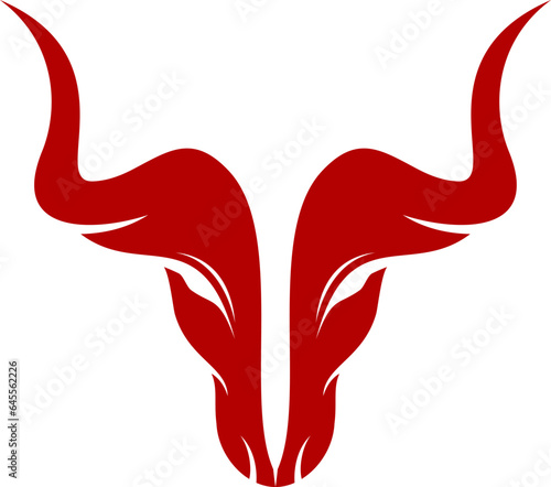 Artistic red bull head and horn