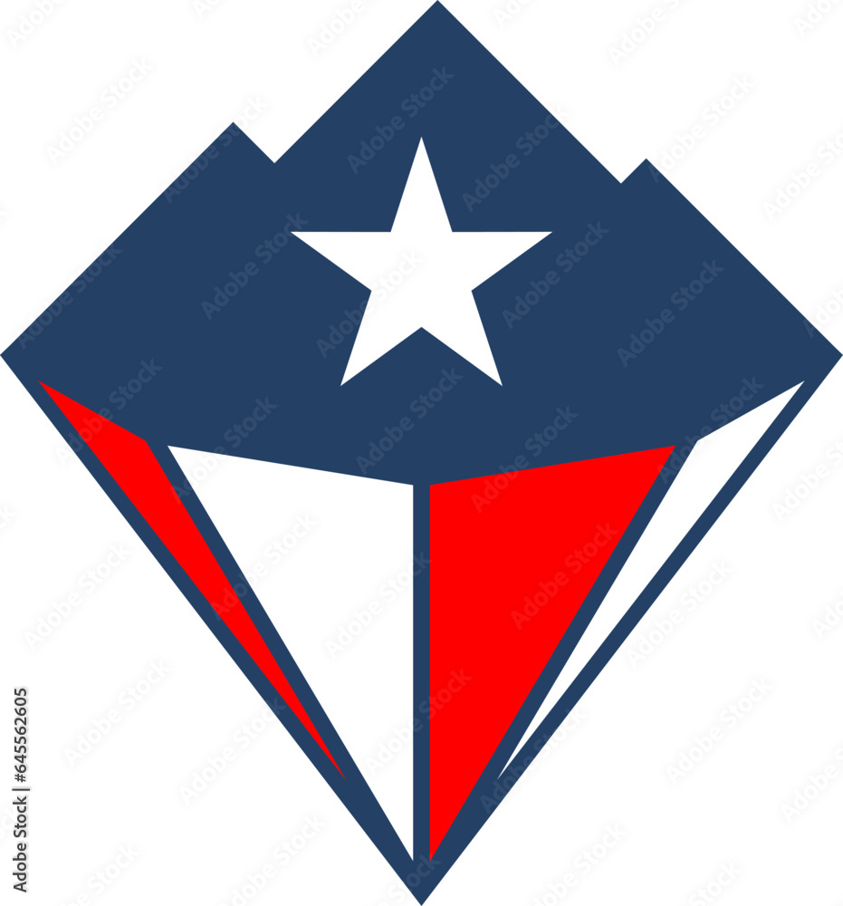Mountain with diamond and american flag Mountain with diamond and american flag