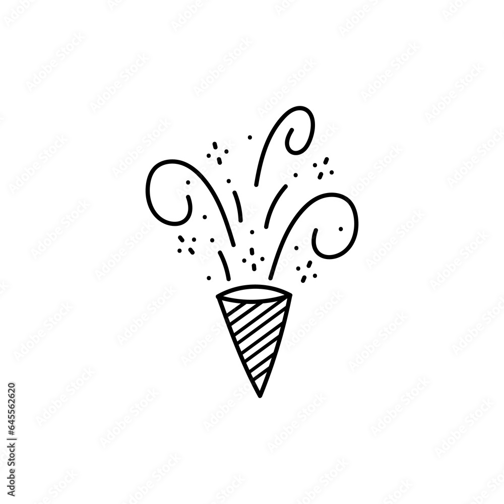 cute party popper isolated confetti explosion firecrackers celebration vector drawing illustration hand drawn style cute party popper isolated confetti explosion firecrackers celebration vector drawing illustration hand drawn style