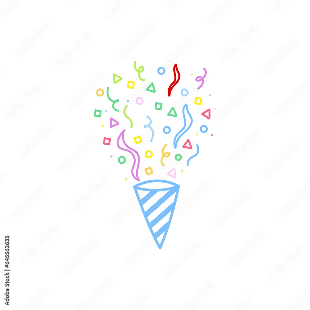 cute party popper isolated confetti explosion firecrackers celebration vector drawing illustration hand drawn style cute party popper isolated confetti explosion firecrackers celebration vector drawing illustration hand drawn style