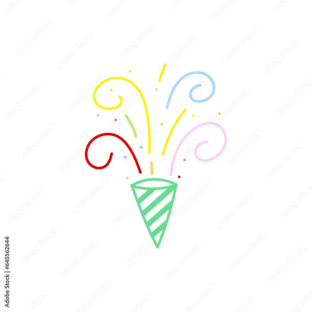 cute party popper isolated confetti explosion firecrackers celebration vector drawing illustration hand drawn style cute party popper isolated confetti explosion firecrackers celebration vector drawing illustration hand drawn style