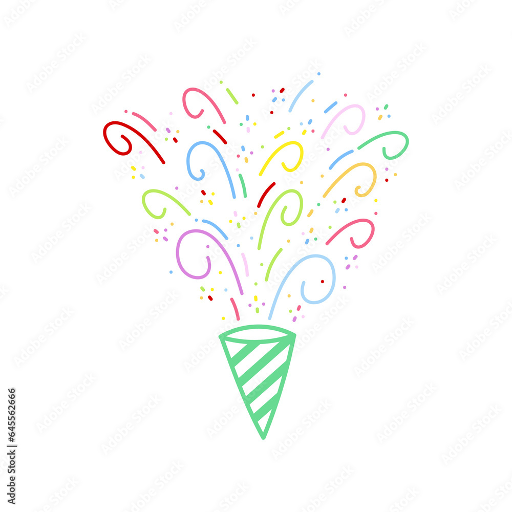 cute party popper isolated confetti explosion firecrackers celebration vector drawing illustration hand drawn style cute party popper isolated confetti explosion firecrackers celebration vector drawing illustration hand drawn style