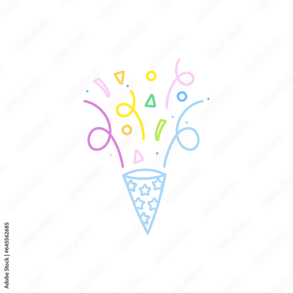 cute party popper isolated confetti explosion firecrackers celebration vector drawing illustration hand drawn style cute party popper isolated confetti explosion firecrackers celebration vector drawing illustration hand drawn style