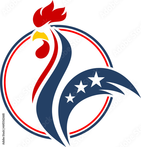 Circular shape with rooster and america