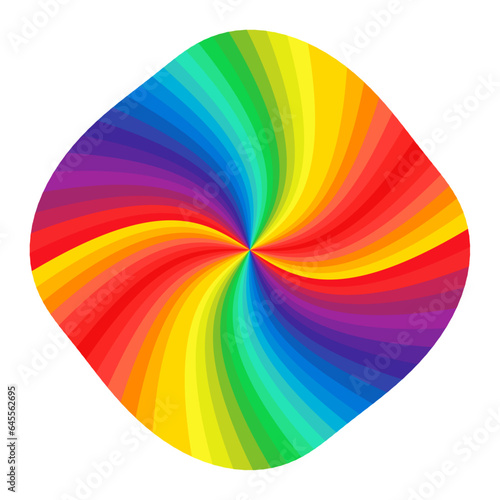 Vector background of vivid rainbow colored swirl twisting towards center