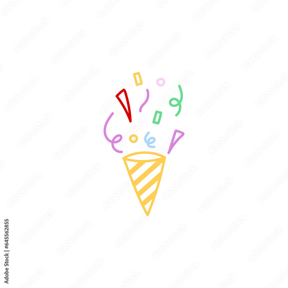cute party popper isolated confetti explosion firecrackers celebration vector drawing illustration hand drawn style cute party popper isolated confetti explosion firecrackers celebration vector drawing illustration hand drawn style