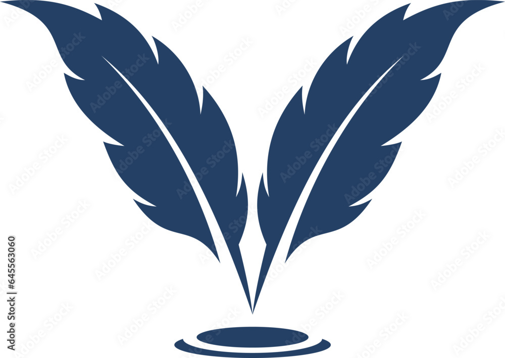 Obraz premium Two bird feather with circular below