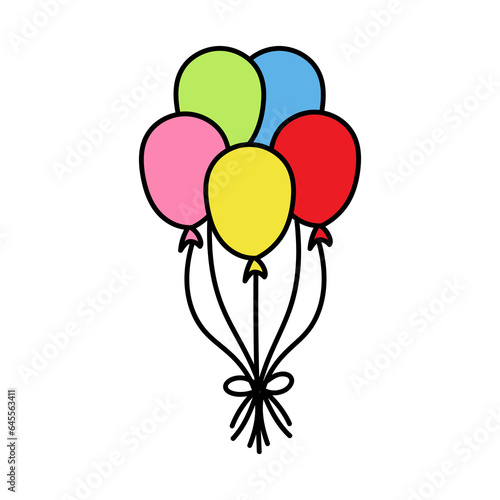 balloon in cartoon style Balloons for birthdays and parties Balloons fly by rope. balls isolated on white background. Flat icons for celebrations and festivities.